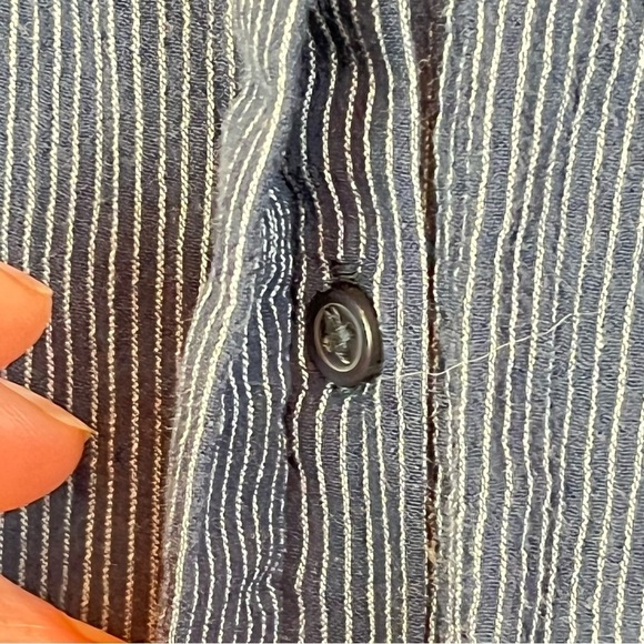 Women's Organic Cotton Tunic Top Railroad Stripe Hidden Buttons Peppy Natural 42 - Picture 11 of 16